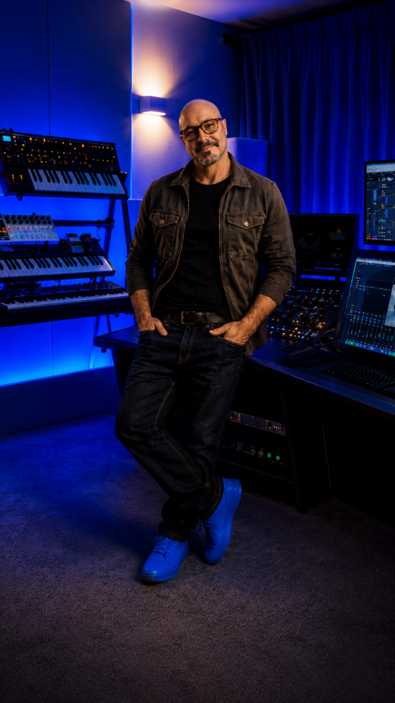 Ingénieur du son Jean Christophe Garcia dans son studio d’enregistrement à Mandelieu près de Cannes