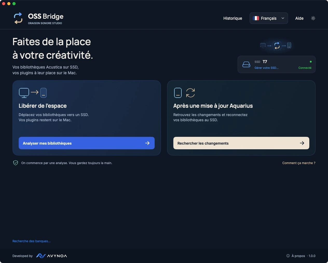 Interface authentique OSS Bridge 1.0 : analyse des bibliothèques et recherche après une mise à jour Aquarius